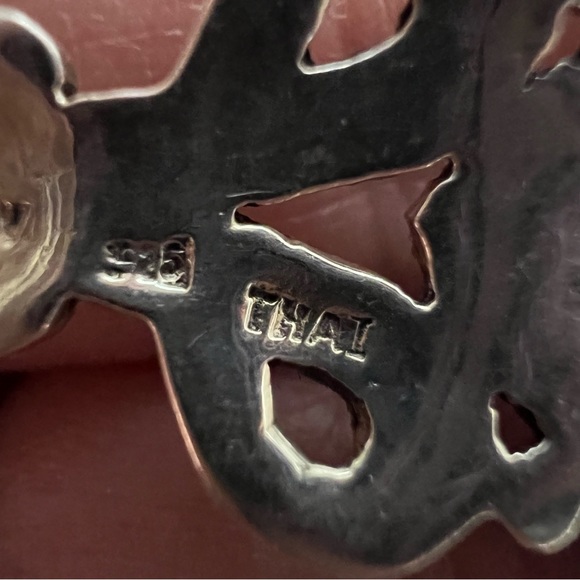 Vintage Sterling Silver Amethyst and Marcasite Dangling Pendant - Picture 4 of 6